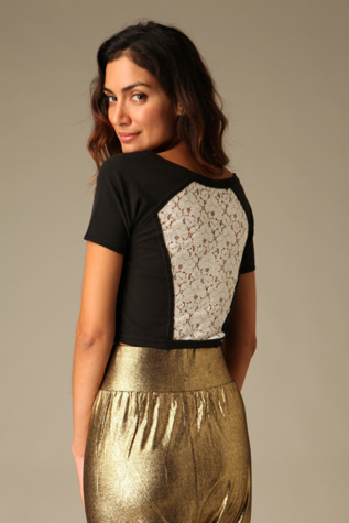 We The Free Lace Back Tee : back detail lace fashion top crop