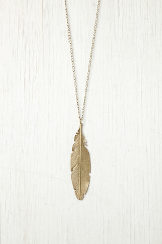 Buy necklaces - Free People Feather Pendant Necklace - Bronze