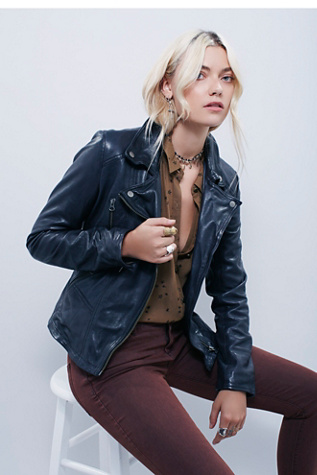 Free People Womens Classic Biker Jacket