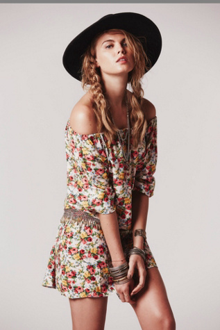 Free People Womens Off the Shoulder Dress