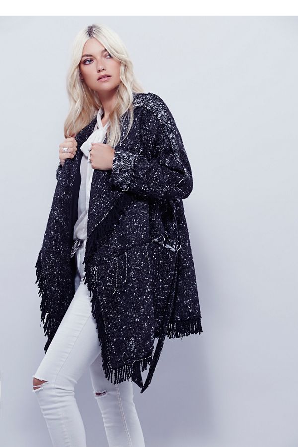 Fringe Wrap Blanket Coat Free People