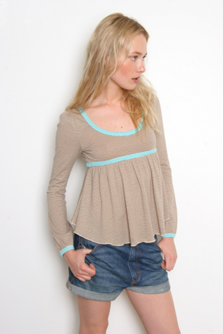 Free People Clothing Boutique > Feather Tie-Back Babydoll :  top shirt stripes free people