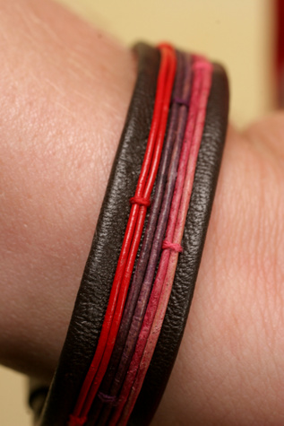 Striped Leather Wrist Band