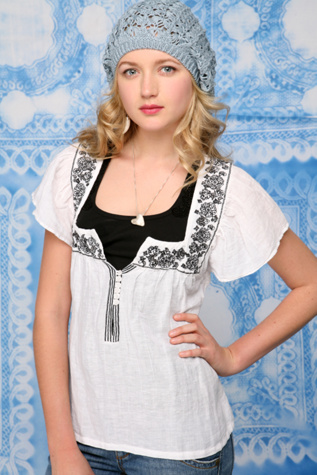 Embroidered Peasant Top