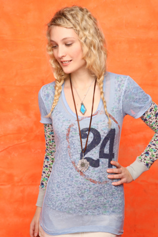 We The Free Printed Burnout Blue Tee