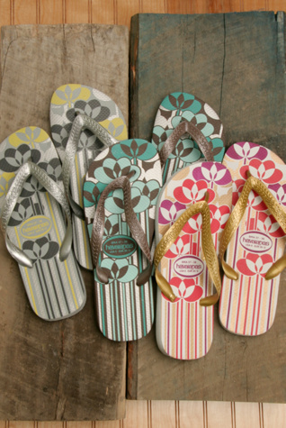 Stripe Blossom Flip Flops