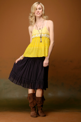 Smocked Mesh Skirt
