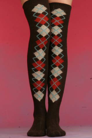Argyle Over The Knee Socks