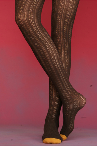 Free People Clothing Boutique > Patterned Pointelle Tights :  reinforced toe tights accessories brown