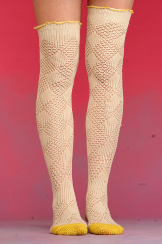 Diamond Pointelle Over The Knee Socks
