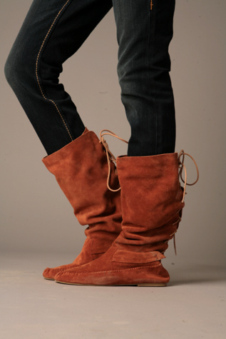 Lace Back Slouch Moccasin Boot