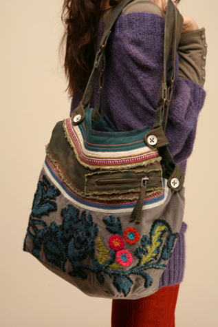 Embroidered Side Cinch Bag
