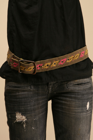 Embroidered Corduroy Belt