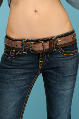 Suede Whipstitch Stud Belt
