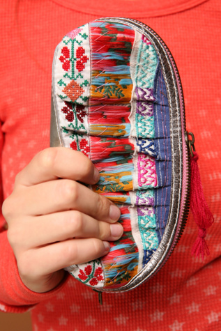 Rouched Patchwork Cosmetic Bag