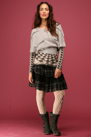 Plaid Nubby Tier Skirt