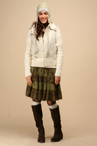 Plaid Nubby Tier Skirt