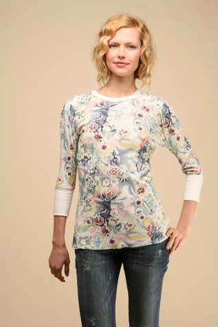 Printed Thermal Puff Sleeve Top