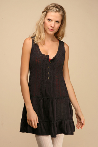 Pintuck Lace & Cord Dress
