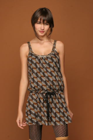 Printed Pointelle Dropwaist Dress