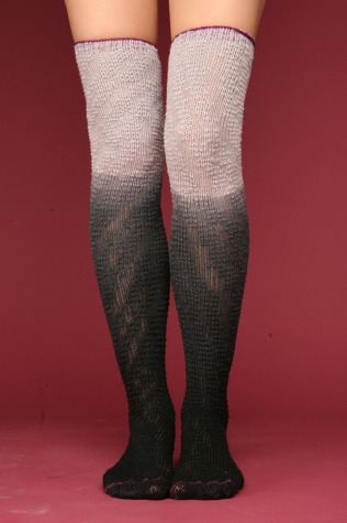 Dip-Dye Textured Over The Knee Socks