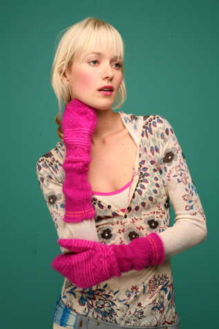 Fuzzy Jacquard Long Mitten