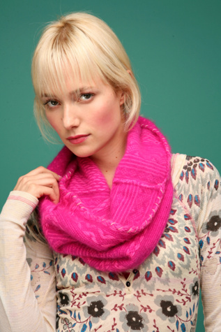 Fuzzy Jacquard Hooded Cowl