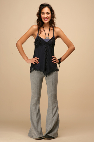 Wide Leg Herringbone Pant