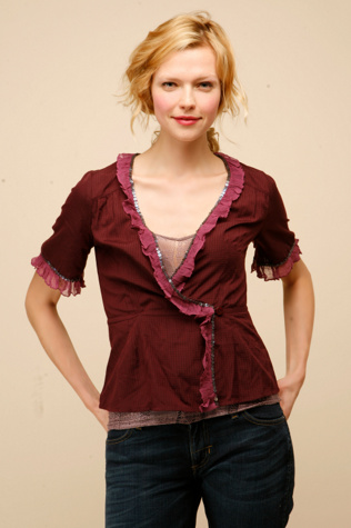 Stripe Cotton Wrap Top