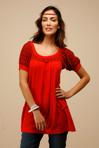 Jacquard Short Sleeve Pocket Tunic