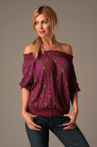 Free People Clothing Boutique > Printed Smocked Off Shoulder Top