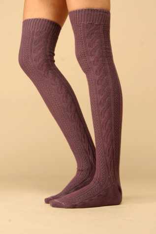 Cotton Cable Over The Knee Socks