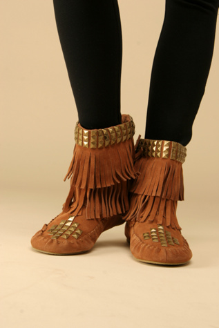Studded Fringe Moccasin