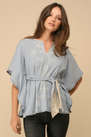 Free People Clothing Boutique > Mission Poncho :  blue hippie chic bohemian style poncho