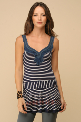Free People Clothing Boutique > Dropwaist Quill Tunic :  striped blue tunic red
