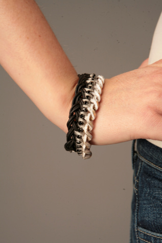 Chain Leather Gem Bracelet