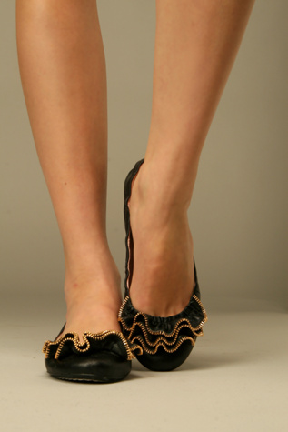 Zip Ruffle Flat