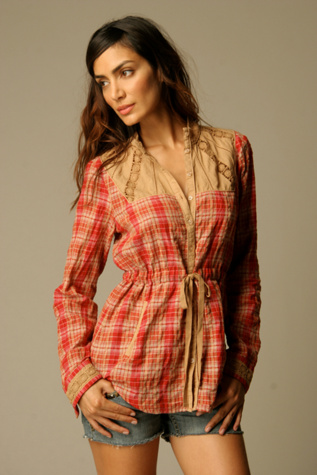 Plaid Embroidered Buttondown
