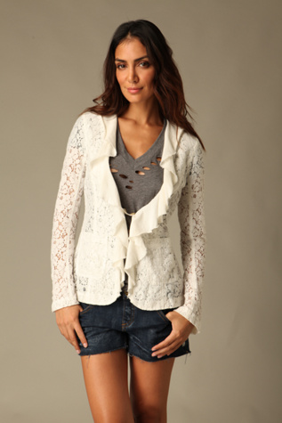 Lace Ruffle Menswear Blazer