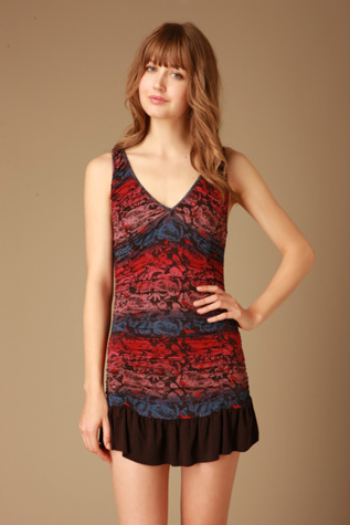 Printed Deep V Gypsy Dress