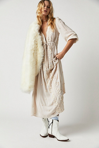 gracie embroidered midi dress