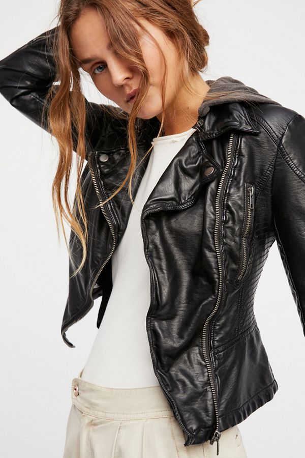 Vegan Leather Hooded Jacket Free People