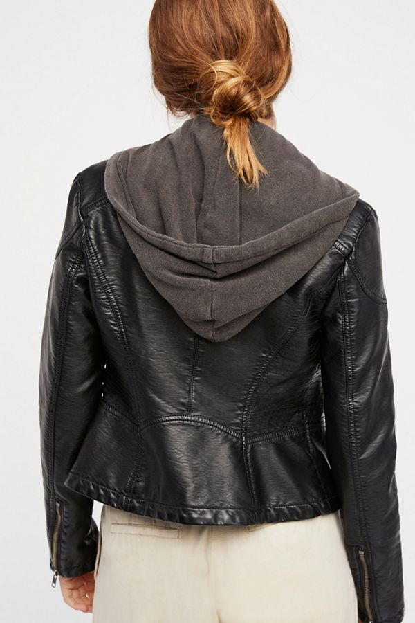 Vegan Leather Jacket With Hood Photos