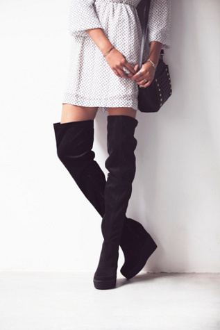 ribbed over the knee boots