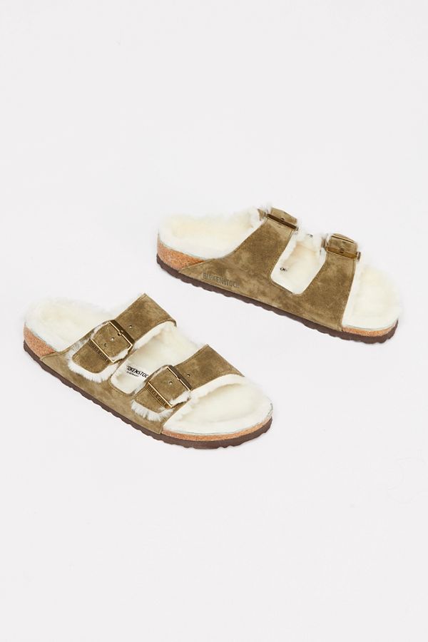 shearling birkenstocks nude