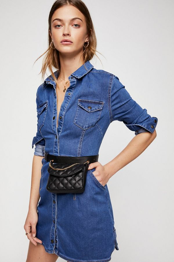 denim dress with sneakers