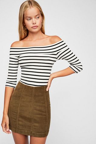 Striped Long-Sleeve Shirt / Mini Skirt FER0048