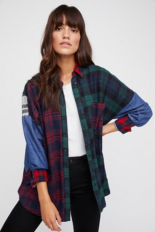 Free People - Rainbow Rays Plaid Buttondown