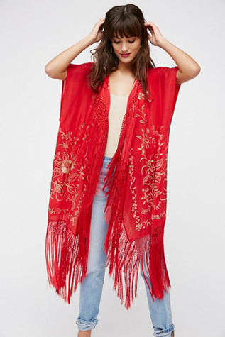 Free People - Ophelia Embroidered Fringe Kimono