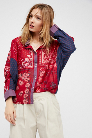 Free People - Kp Mixed Print Buttondown